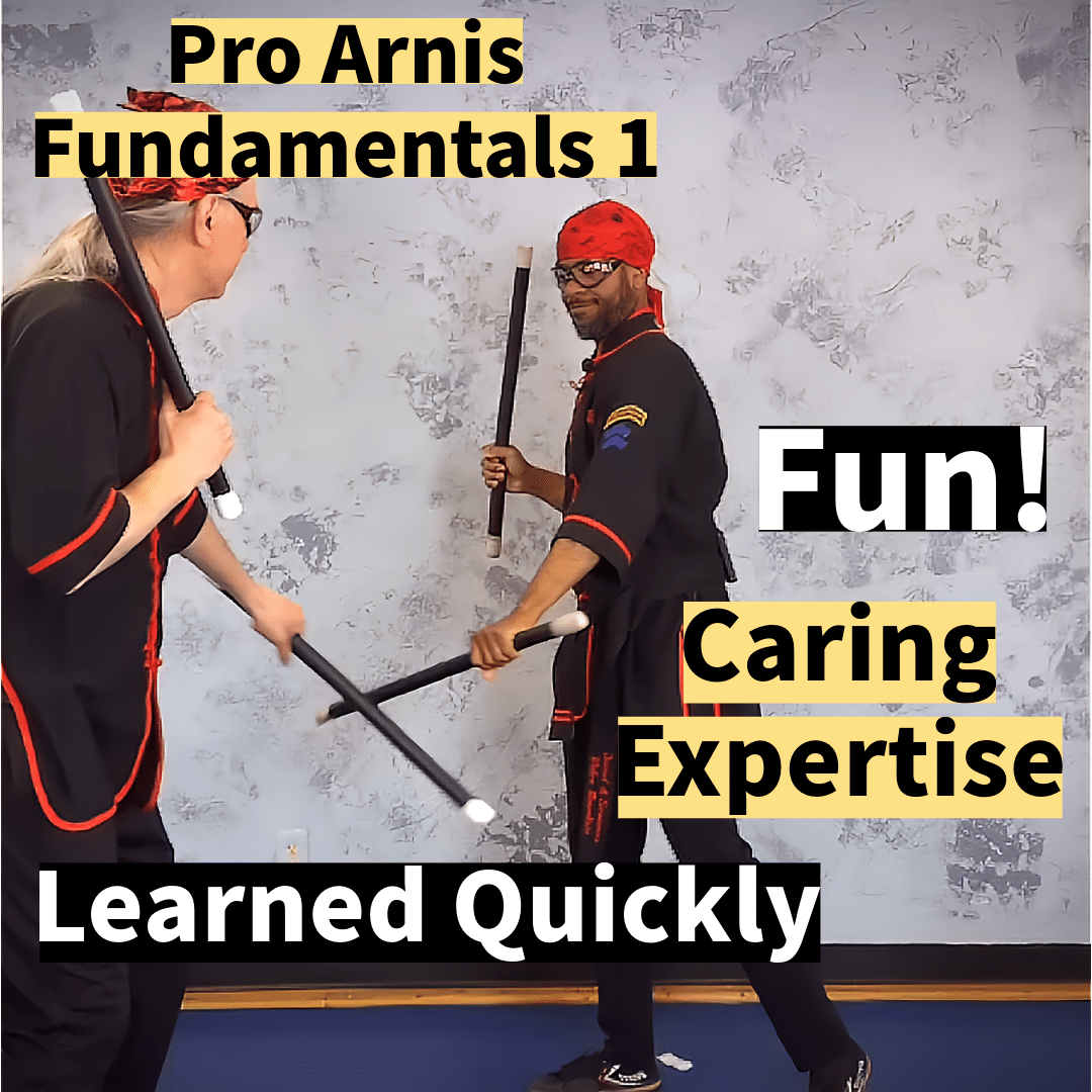 Two male Arnis practitioners demonstrating Sinawali drills
