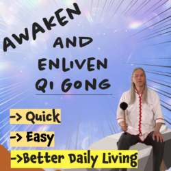 Awaken and Enliven Qi Gong course cover with text promoting quick daily self-healing routine