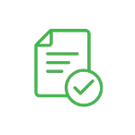 Green document with checkmark icon representing easy, expert-designed Qi Gong lessons