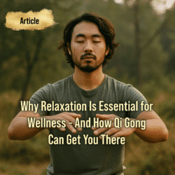 A young man performs breathing qi gong to improve well being